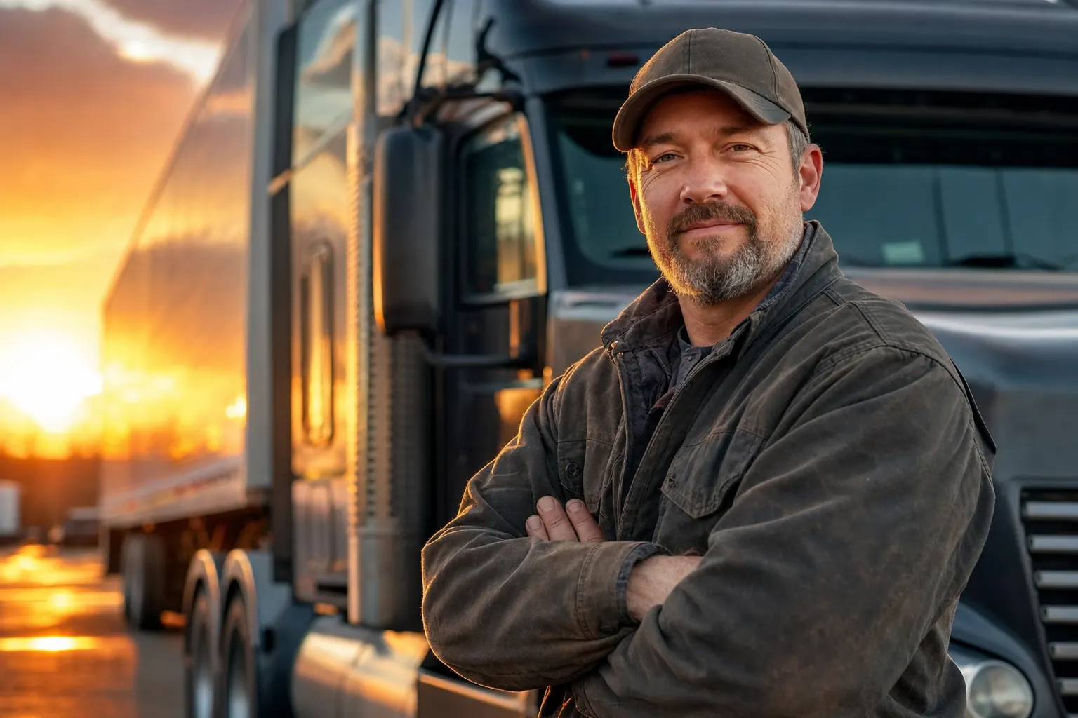An owner-operator beside his truck
